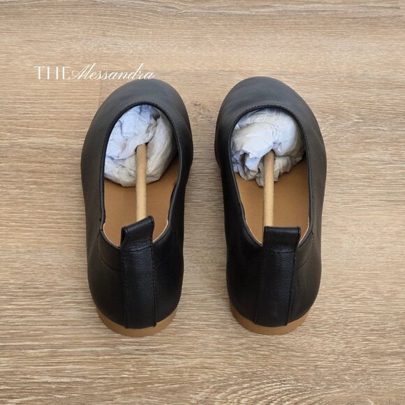 Quince Italian Leather Glove Ballet Flats Size 7.5 Blck Nappa Leather New in Box - Picture 11 of 15